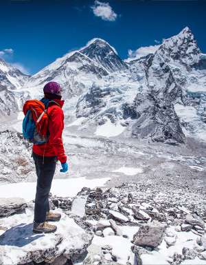 Woman looking at Everest