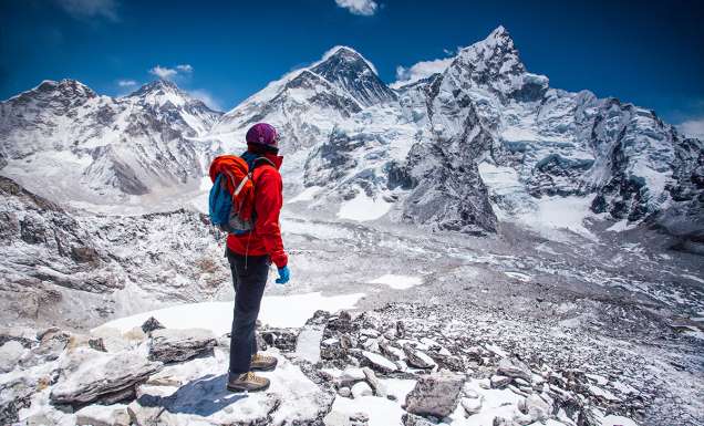 Woman looking at Everest
