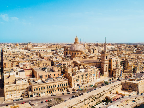 the Valletta city pictured from above