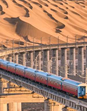the Golden Eagle Silk Road Express in desert