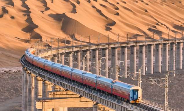 the Golden Eagle Silk Road Express in desert