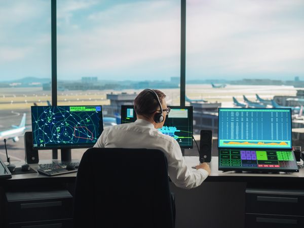 Air traffic controller at airport 