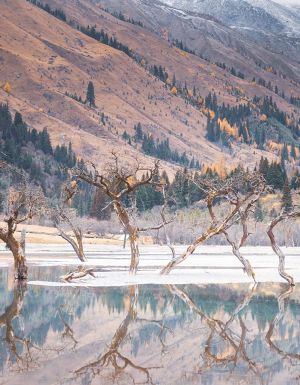 Jiuzhai Valley National Park in winter