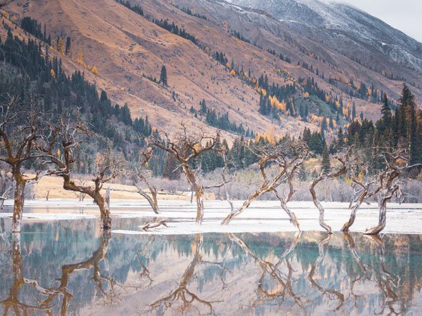 Jiuzhai Valley National Park in winter