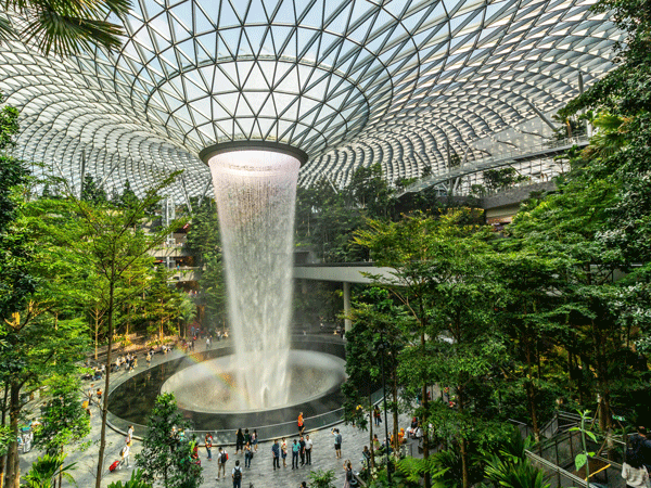 changi airport waterfall