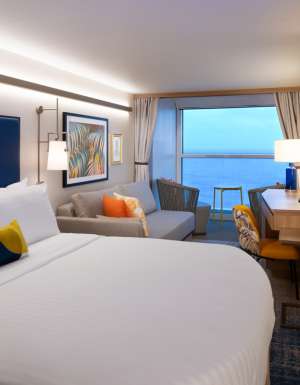Infinite Ocean View Balcony bedroom onboard Royal Caribbean