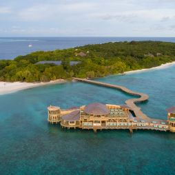 Aerial view of Soneva Fushi