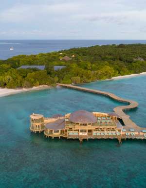 Aerial view of Soneva Fushi