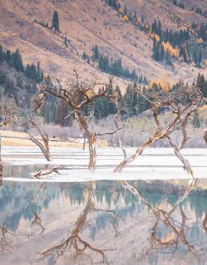 Jiuzhai Valley National Park in winter