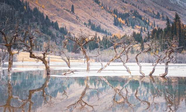 Jiuzhai Valley National Park in winter