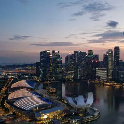 Marina Bay skyline at sunset