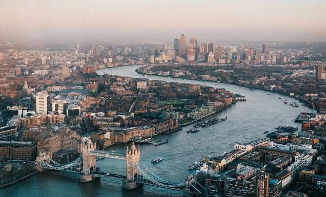 aerial shot of london