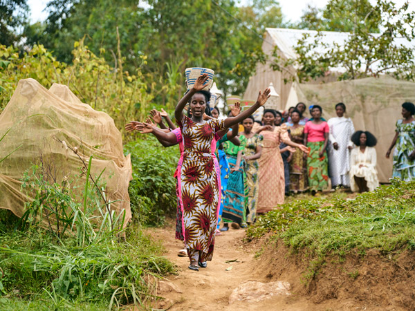 Locals walking the streets of Rwanda