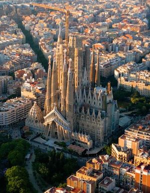 la sagrada familia aerial shot