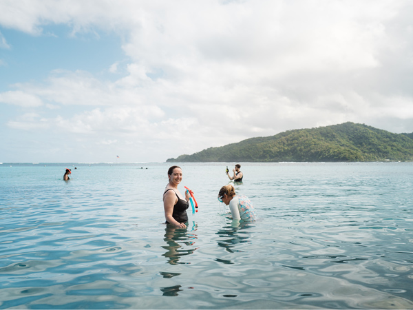 The writer snorkelling at the sanctuary