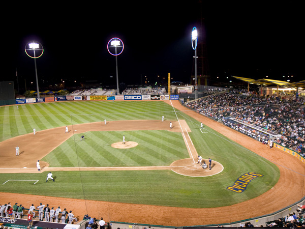 a night baseball game at Maimonides Park