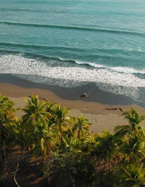 aerial of Playa Hermosa in costa rica