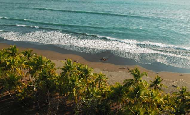 aerial of Playa Hermosa in costa rica