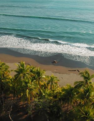 aerial of Playa Hermosa in costa rica