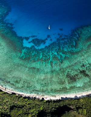 Aerial shot of the Yasawa Islands in Fiji.