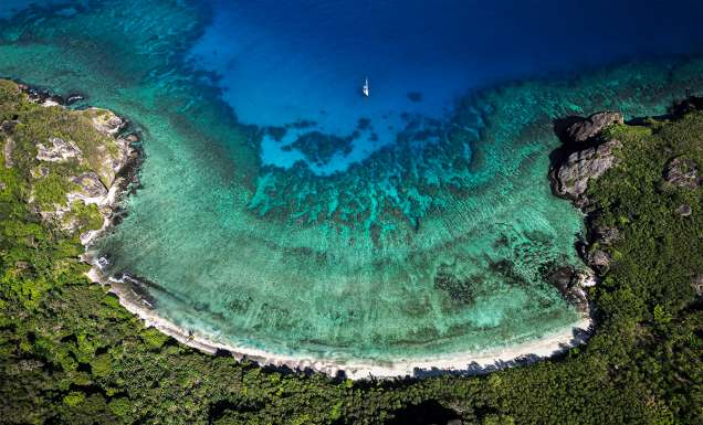Aerial shot of the Yasawa Islands in Fiji.