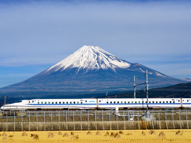 Fuji Mountain and Shinkansen Bullet Train