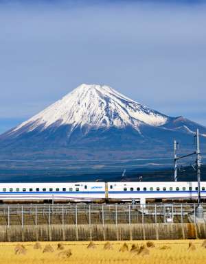 Fuji Mountain and Shinkansen Bullet Train