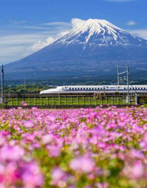 Shinkansen bullet train in Japan