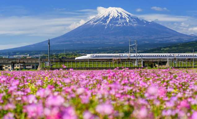 Shinkansen bullet train in Japan