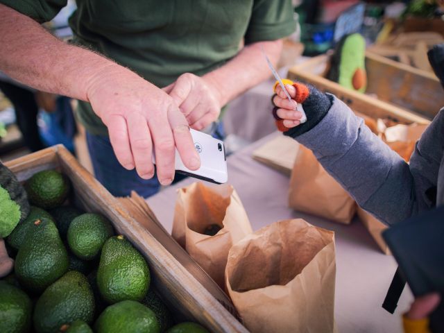 contactless payment at a market in New Zealand