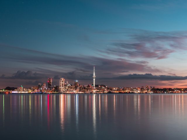 city lights at Waitematā Harbour