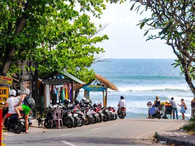 the main road of Canggu leading to the beach