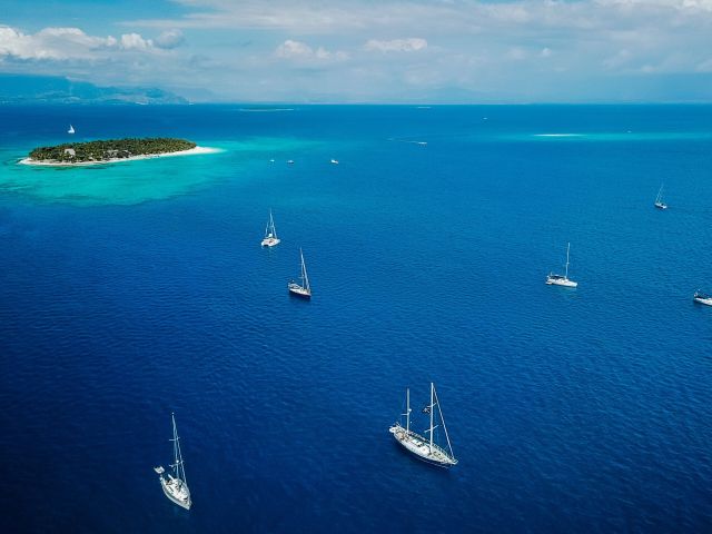yachts at Beachcomber Island Resort, Fiji