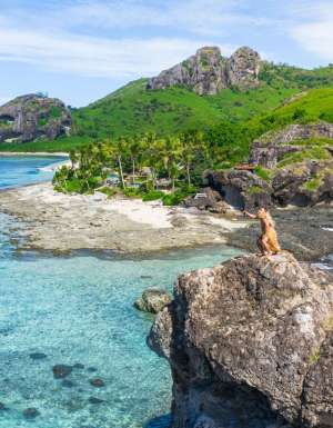 Warrior welcome at Kuata Island, Fiji