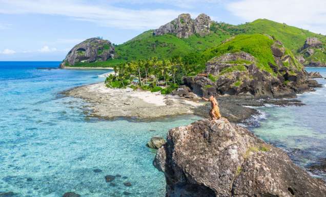 Warrior welcome at Kuata Island, Fiji