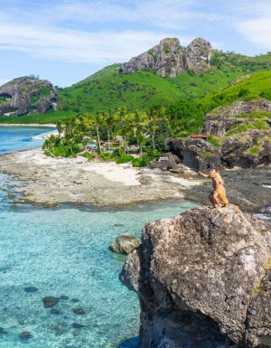 Warrior welcome at Kuata Island, Fiji