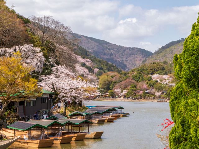 Katsura River in the Kameyama Park in Arashiyama, Kyoto