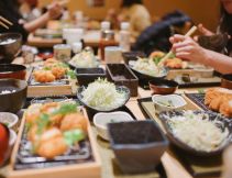 Tonkatsu group dining in Japan