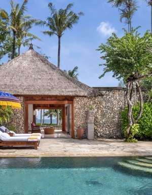 an oceanview villa with a pool at Oberoi Bali