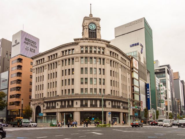 Ginza shopping district in Tokyo, Japan