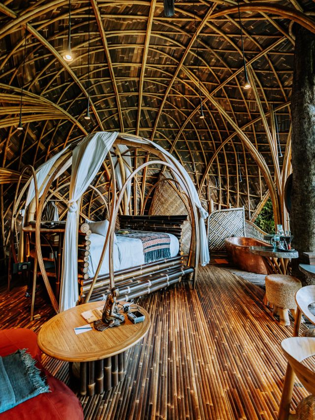 a basket-style room at Bambu Indah in Ubud