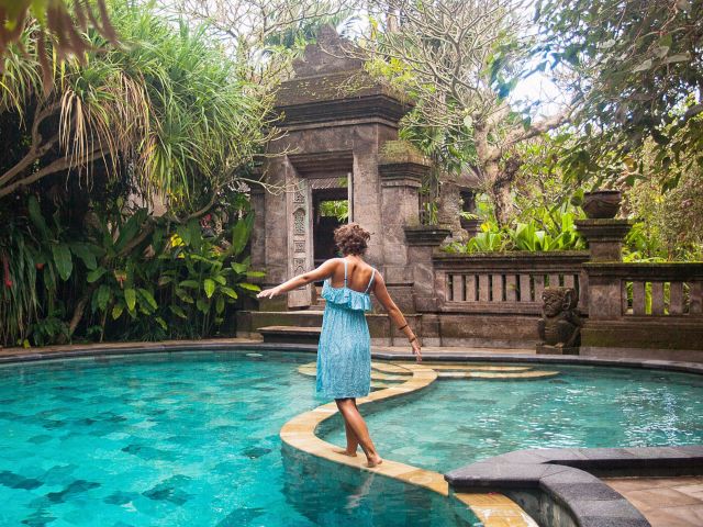 the pool at Honeymoon Guesthouse in Ubud