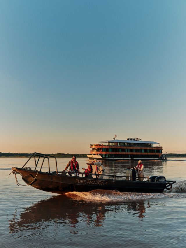 a skiff on the Amazon