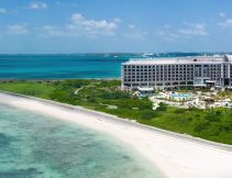 Aerial view of Hilton Miyako, one of the destinations when you visit 3 of the best island-hopping destinations in Okinawa.