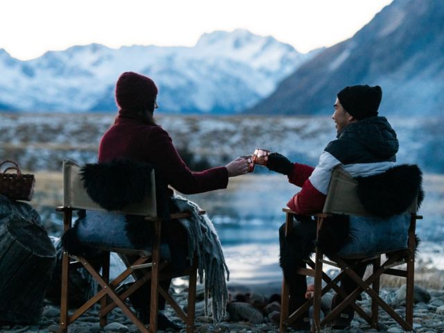 a couple having a moment at The Lindis Lodge, New Zealand