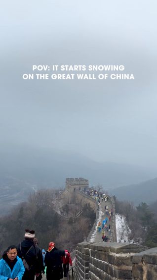 POV: It starts snowing in the Great Wall of China