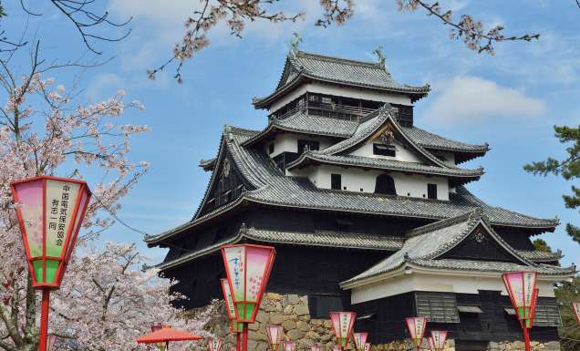 Matsue Castle with Cherry Blossoms (Matsue, Shimane Prefecture) chugoku region culture