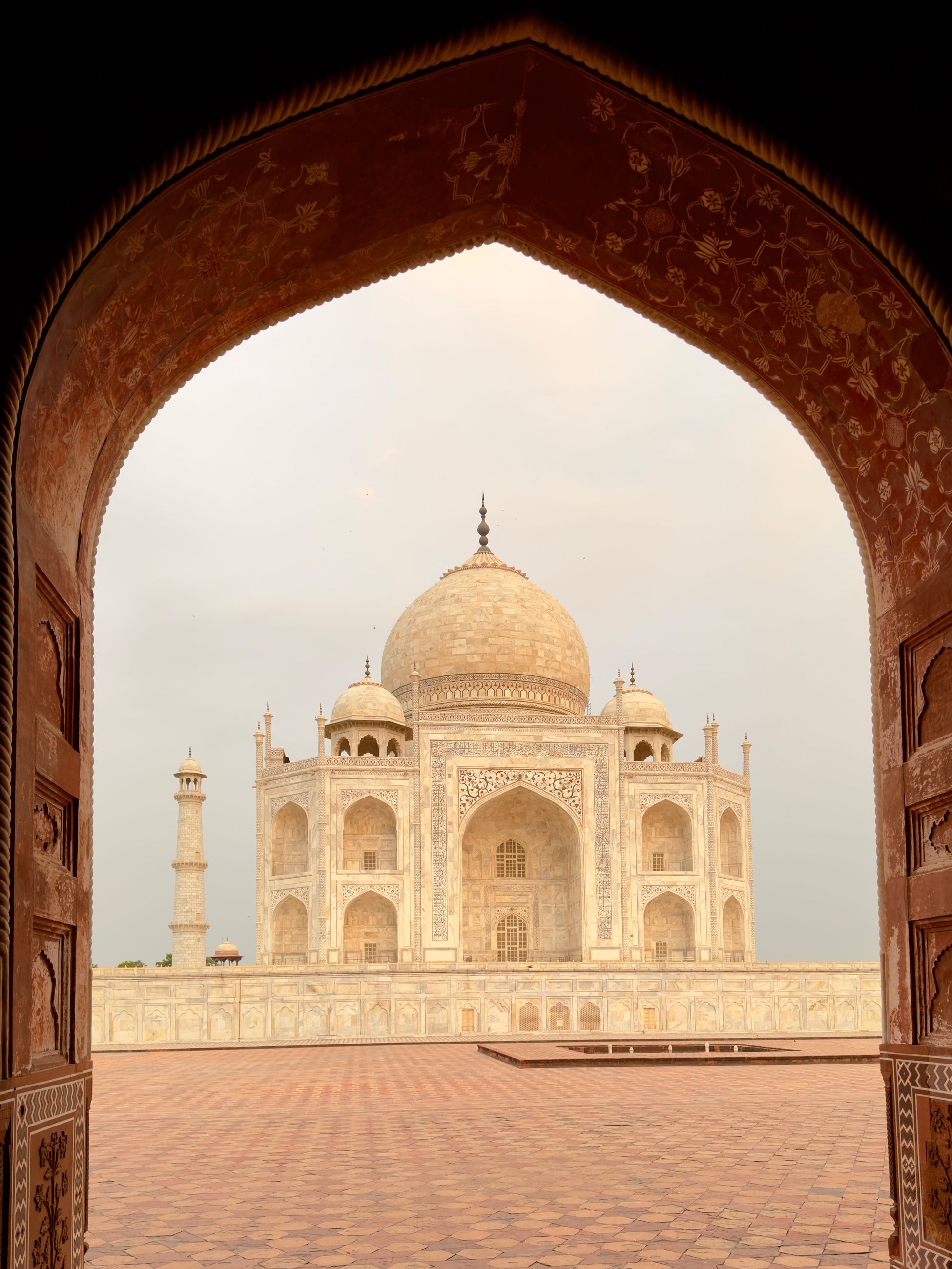 The Taj Mahal shortly after sunrise