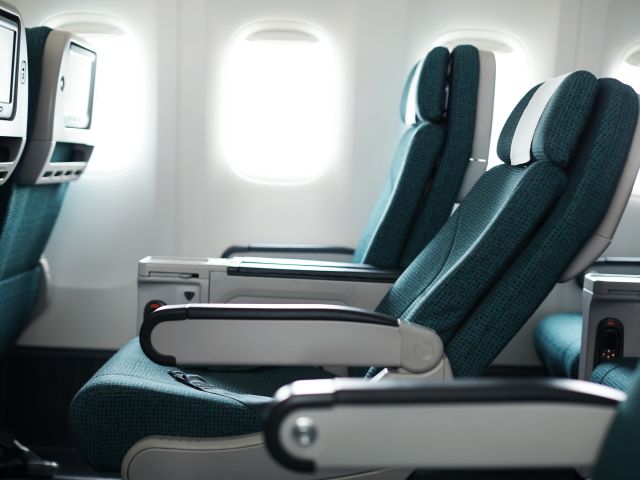 the seats onboard Cathay Pacific's Premium Economy