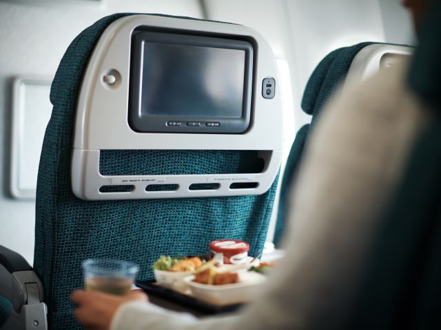 Widescreen 4K Ultra-HD TV onboard Cathay Pacific's Premium Economy